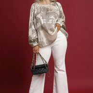 Umgee Full Size Metallic Fabric Blouse with Balloon Sleeves-Blouses-Trendsi-[option4]-[option5]-[option6]-[option7]-[option8]-Shop-Boutique-Clothing-for-Women-Online