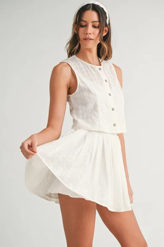 MABLE Eyelet Lace Top and Mini Skirt Set-Sets-Trendsi-[option4]-[option5]-[option6]-[option7]-[option8]-Shop-Boutique-Clothing-for-Women-Online
