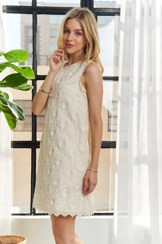ADORA Applique Round Neck Sleeveless Shift Dress-Dresses-Trendsi-[option4]-[option5]-[option6]-[option7]-[option8]-Shop-Boutique-Clothing-for-Women-Online