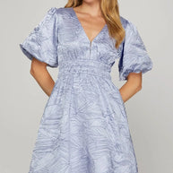 She + Sky Crinkle Woven V-Neck Balloon Sleeve Mini Dress-Dresses-Trendsi-Light Blue-S-[option4]-[option5]-[option6]-[option7]-[option8]-Shop-Boutique-Clothing-for-Women-Online