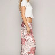 POL Drawstring Floral Patchwork Wide leg Pants-Pants-Trendsi-[option4]-[option5]-[option6]-[option7]-[option8]-Shop-Boutique-Clothing-for-Women-Online