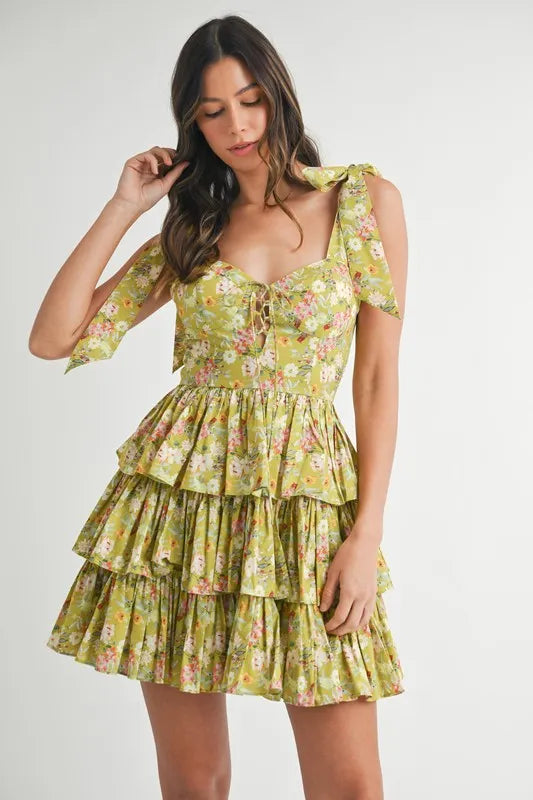 MABLE Floral Print Shoulder Tie Layered Mini Dress-Dresses-Trendsi-[option4]-[option5]-[option6]-[option7]-[option8]-Shop-Boutique-Clothing-for-Women-Online