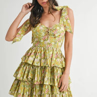 MABLE Floral Print Shoulder Tie Layered Mini Dress-Dresses-Trendsi-[option4]-[option5]-[option6]-[option7]-[option8]-Shop-Boutique-Clothing-for-Women-Online