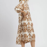 Umgee Mix Abstract Floral Print Midi Dress-Dresses-Trendsi-[option4]-[option5]-[option6]-[option7]-[option8]-Shop-Boutique-Clothing-for-Women-Online