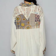 POL Lace Patchwork Floral Trim Long Sleeve Shirt-Shirts-Trendsi-[option4]-[option5]-[option6]-[option7]-[option8]-Shop-Boutique-Clothing-for-Women-Online