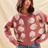 SO ME Strawberry Fruit All Over Button Sweater Cardigan-Cardigan-Trendsi-[option4]-[option5]-[option6]-[option7]-[option8]-Shop-Boutique-Clothing-for-Women-Online