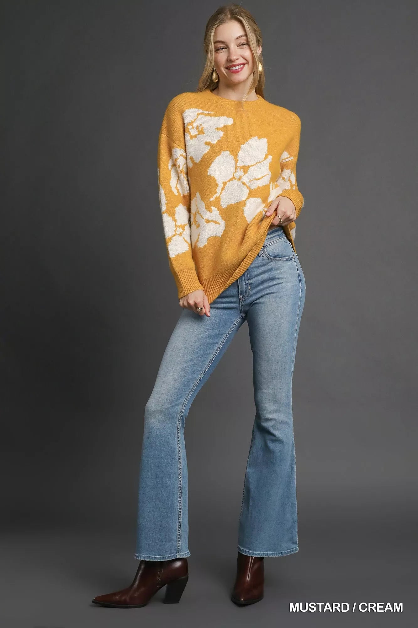 Umgee Floral Long Sleeve Sweater-Sweaters-Trendsi-[option4]-[option5]-[option6]-[option7]-[option8]-Shop-Boutique-Clothing-for-Women-Online