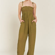 SMOCKED TIE STRAP JUMPSUIT-Jade By Jane-[option4]-[option5]-[option6]-[option7]-[option8]-Shop-Boutique-Clothing-for-Women-Online