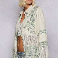 POL Printed Crochet Patchwork Button-Up Shirt-Blouses-Trendsi-[option4]-[option5]-[option6]-[option7]-[option8]-Shop-Boutique-Clothing-for-Women-Online