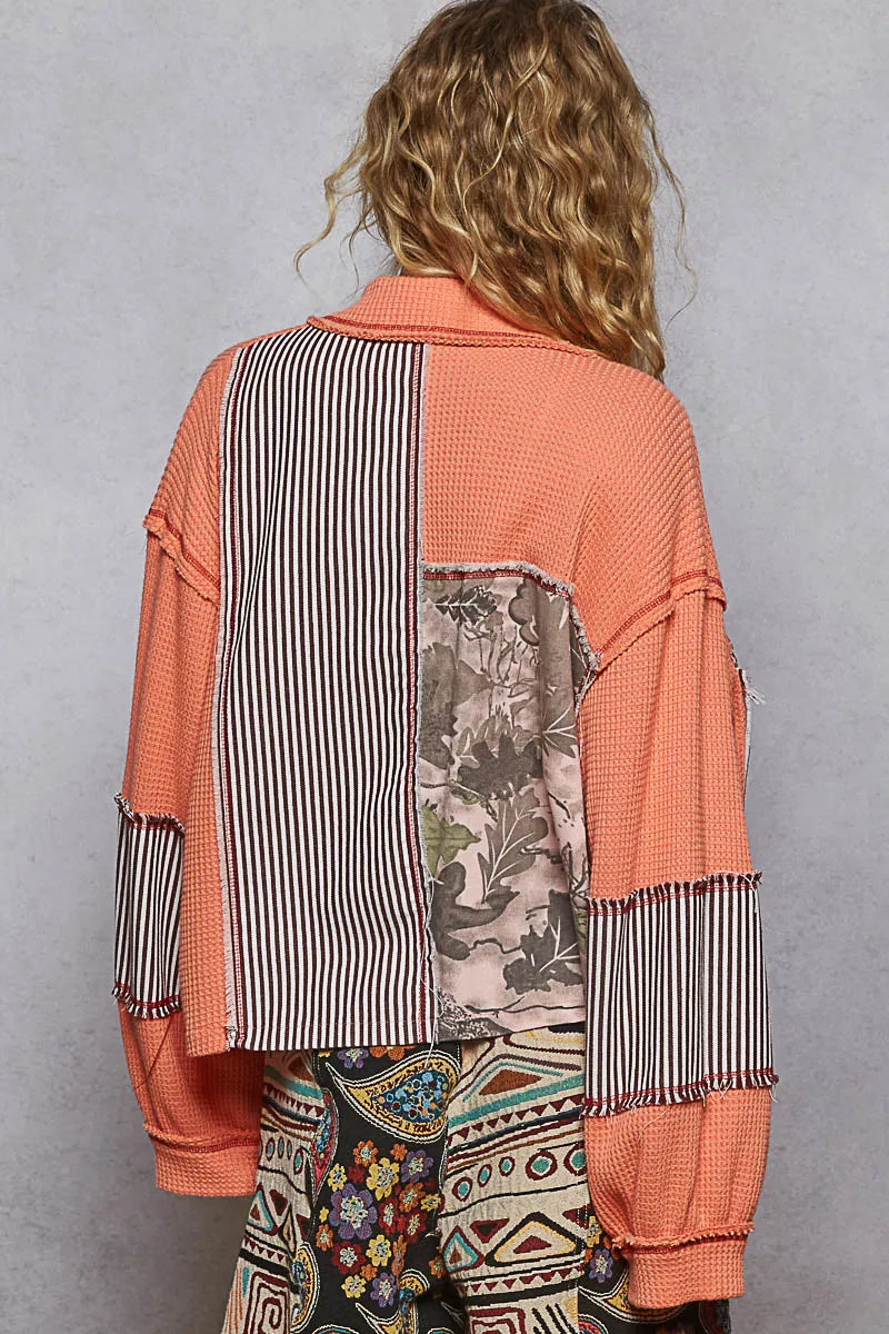 POL Button Down Patchwork Multi-Pattern Jacket-Jacket-Trendsi-[option4]-[option5]-[option6]-[option7]-[option8]-Shop-Boutique-Clothing-for-Women-Online