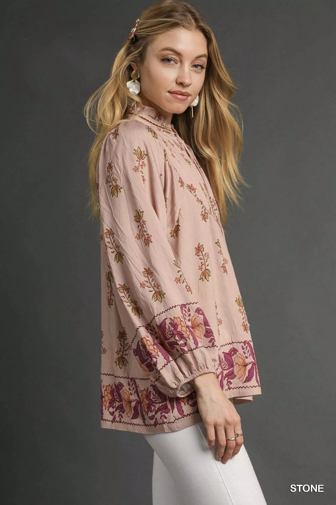 Umgee Floral Boho Peasant Blouse-Blouses-Trendsi-[option4]-[option5]-[option6]-[option7]-[option8]-Shop-Boutique-Clothing-for-Women-Online