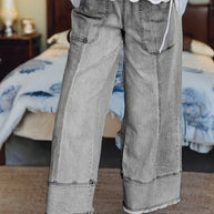 Denim Raw Hem Drawstring Wide Leg Pants-JUNIPER BLVD-Gray-4-[option4]-[option5]-[option6]-[option7]-[option8]-Shop-Boutique-Clothing-for-Women-Online