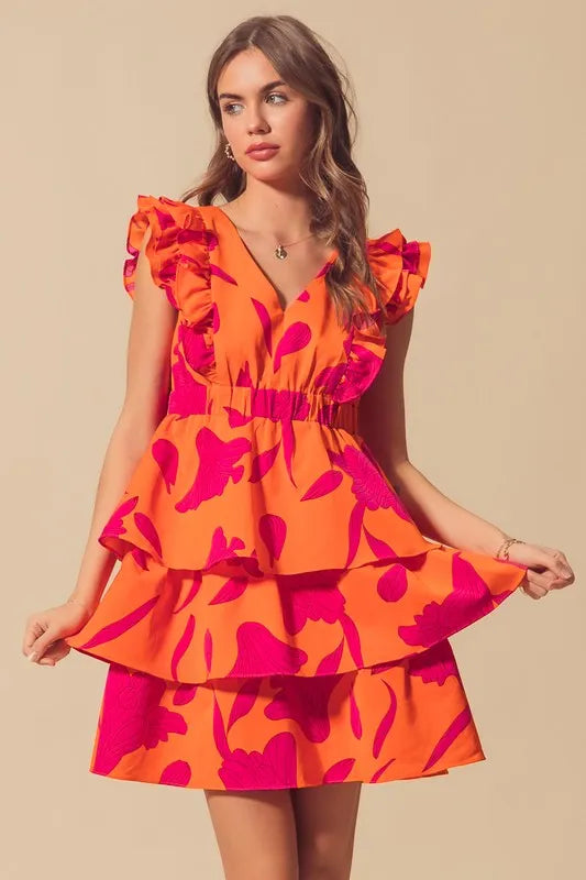 SO ME Floral V Neck Layered Dress with Elasticized Waist-Dresses-Trendsi-[option4]-[option5]-[option6]-[option7]-[option8]-Shop-Boutique-Clothing-for-Women-Online