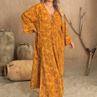 Plus Size Printed Slit Long Sleeve Dress-Dresses-Trendsi-Tangerine-0XL-[option4]-[option5]-[option6]-[option7]-[option8]-Shop-Boutique-Clothing-for-Women-Online