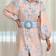 Printed Button Down Shirt Dress with Belt-Dresses-Trendsi-Blue-S-[option4]-[option5]-[option6]-[option7]-[option8]-Shop-Boutique-Clothing-for-Women-Online