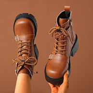 Round Toe Block Heels Boots-Boots-Trendsi-Dark Brown-35-[option4]-[option5]-[option6]-[option7]-[option8]-Shop-Boutique-Clothing-for-Women-Online