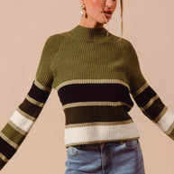 SO ME Multi Color Striped Mock Neck Sweater-Sweaters-Trendsi-[option4]-[option5]-[option6]-[option7]-[option8]-Shop-Boutique-Clothing-for-Women-Online