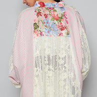 POL Lace Long Sleeve Shirt with Floral and Striped Pattern-Shirts-Trendsi-[option4]-[option5]-[option6]-[option7]-[option8]-Shop-Boutique-Clothing-for-Women-Online