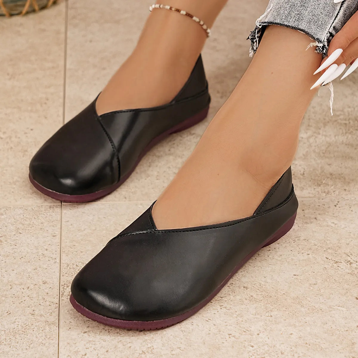 Round Toe Flats Slip-Ons-135 Flats-Trendsi-[option4]-[option5]-[option6]-[option7]-[option8]-Shop-Boutique-Clothing-for-Women-Online