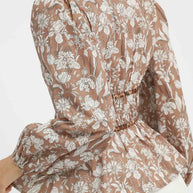 Umgee Floral Smocked Peplum Blouse with Tie Detail-Blouses-Trendsi-[option4]-[option5]-[option6]-[option7]-[option8]-Shop-Boutique-Clothing-for-Women-Online
