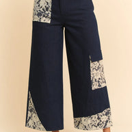Davi & Dani Lace Applique Wide Leg Jeans-Jeans-Trendsi-[option4]-[option5]-[option6]-[option7]-[option8]-Shop-Boutique-Clothing-for-Women-Online