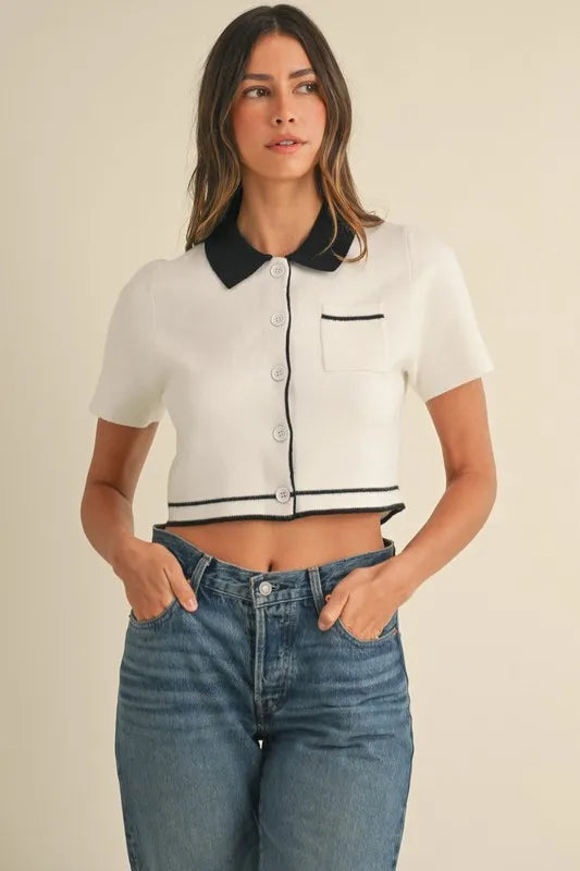 MABLE Button Down Contrast Collared Knit Cardigan-Crop Tops-Trendsi-[option4]-[option5]-[option6]-[option7]-[option8]-Shop-Boutique-Clothing-for-Women-Online