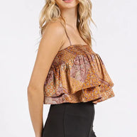 Mittoshop Paisley Patchwork Print Satin Ruffle Crop Cami-Trendsi-[option4]-[option5]-[option6]-[option7]-[option8]-Shop-Boutique-Clothing-for-Women-Online
