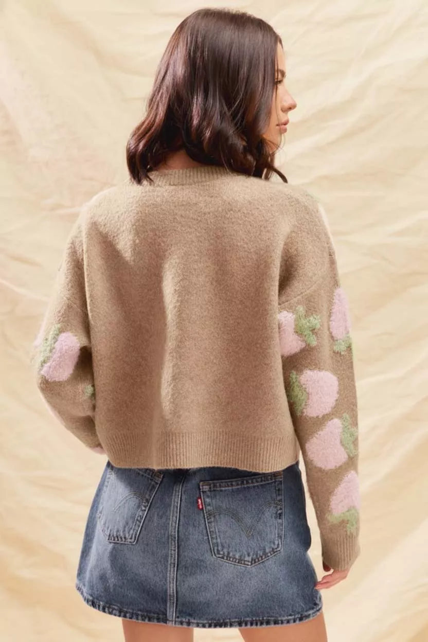 SO ME Strawberry Fruit All Over Button Sweater Cardigan-Cardigans-Trendsi-[option4]-[option5]-[option6]-[option7]-[option8]-Shop-Boutique-Clothing-for-Women-Online