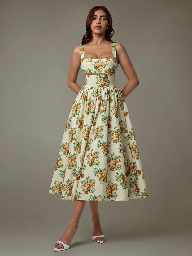 Lace Trim Floral Sleeveless Midi Dress-Dresses-Trendsi-Pastel Yellow-S-[option4]-[option5]-[option6]-[option7]-[option8]-Shop-Boutique-Clothing-for-Women-Online