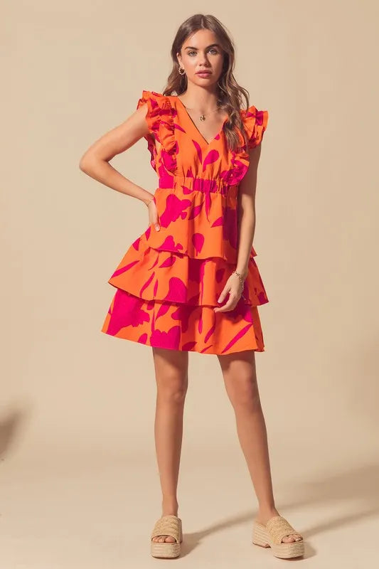 SO ME Floral V Neck Layered Dress with Elasticized Waist-Dresses-Trendsi-[option4]-[option5]-[option6]-[option7]-[option8]-Shop-Boutique-Clothing-for-Women-Online