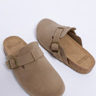 Ratiha Buckle Accent Slip-On Footbed Mules-Rag Company-Taupe-US-5 / UK-3 / EU-36-[option4]-[option5]-[option6]-[option7]-[option8]-Shop-Boutique-Clothing-for-Women-Online