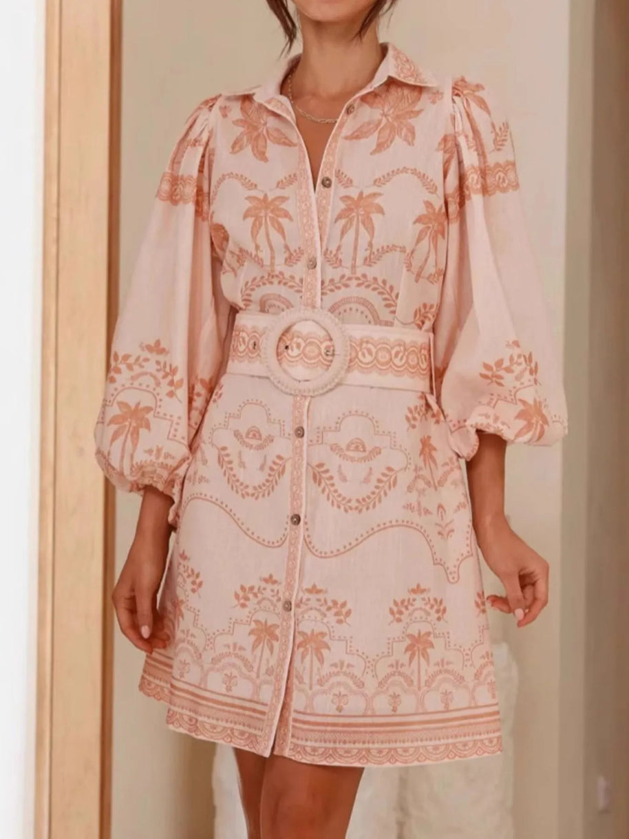 Printed Button Down Shirt Dress with Belt-Dresses-Trendsi-Pink-S-[option4]-[option5]-[option6]-[option7]-[option8]-Shop-Boutique-Clothing-for-Women-Online