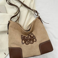 Suede Patch Adjustable Strap Tote Bag-Bags-Trendsi-Khaki-One Size-[option4]-[option5]-[option6]-[option7]-[option8]-Shop-Boutique-Clothing-for-Women-Online