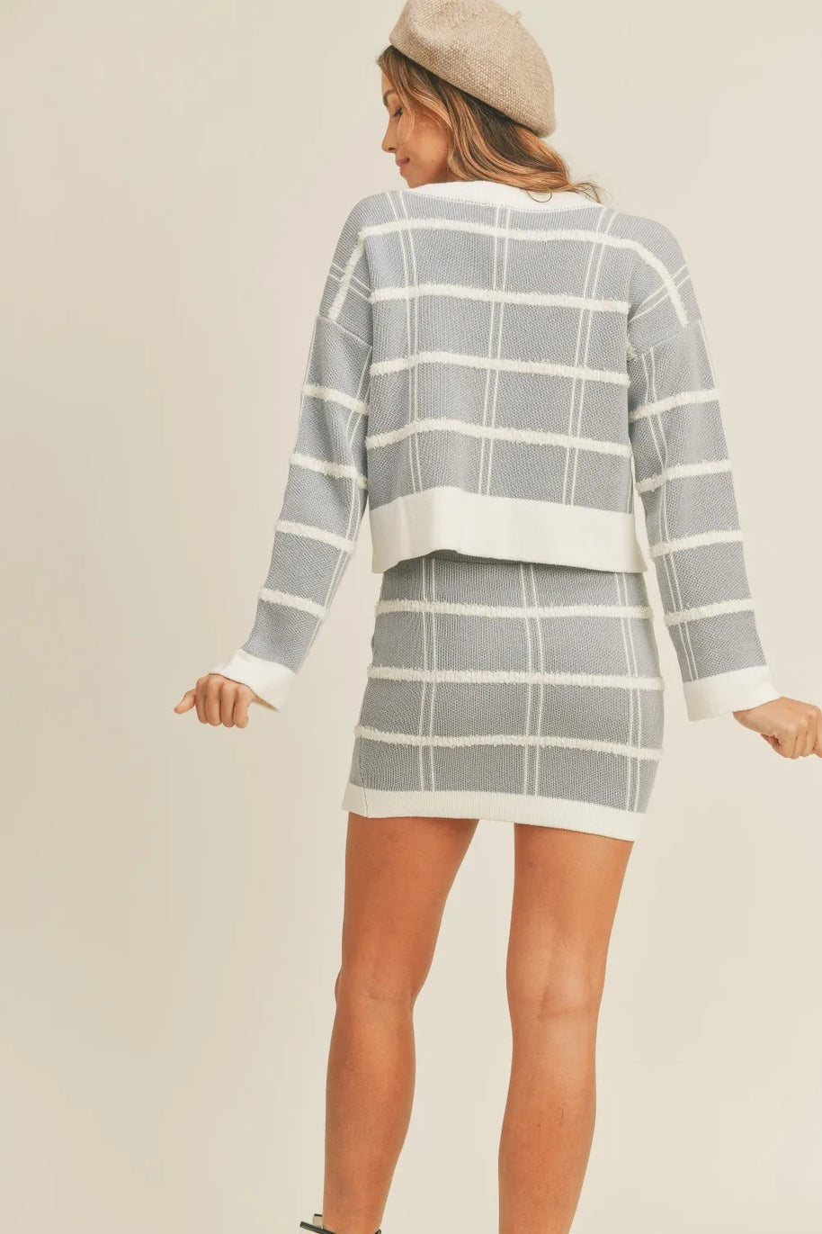 MABLE Plaid Button Down Sweater Cardigan and Mini Skirt Set-Sets-Trendsi-[option4]-[option5]-[option6]-[option7]-[option8]-Shop-Boutique-Clothing-for-Women-Online