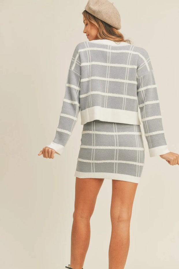 MABLE Plaid Button Down Sweater Cardigan and Mini Skirt Set-Sets-Trendsi-[option4]-[option5]-[option6]-[option7]-[option8]-Shop-Boutique-Clothing-for-Women-Online