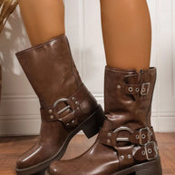 Round Toe Block Heels Boots-Boots-Trendsi-[option4]-[option5]-[option6]-[option7]-[option8]-Shop-Boutique-Clothing-for-Women-Online