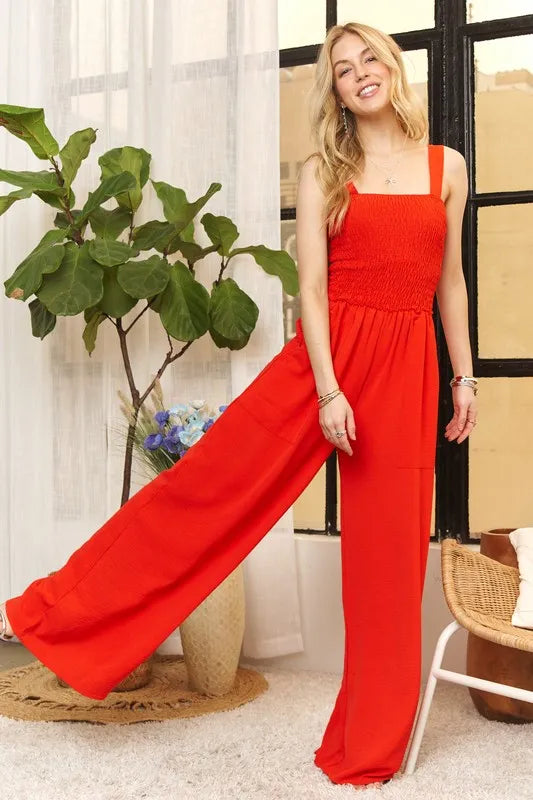 ADORA Full Size Smocking Top Wide Leg Jumpsuit-Jumpsuits & Rompers-Trendsi-RED CORAL-S-[option4]-[option5]-[option6]-[option7]-[option8]-Shop-Boutique-Clothing-for-Women-Online