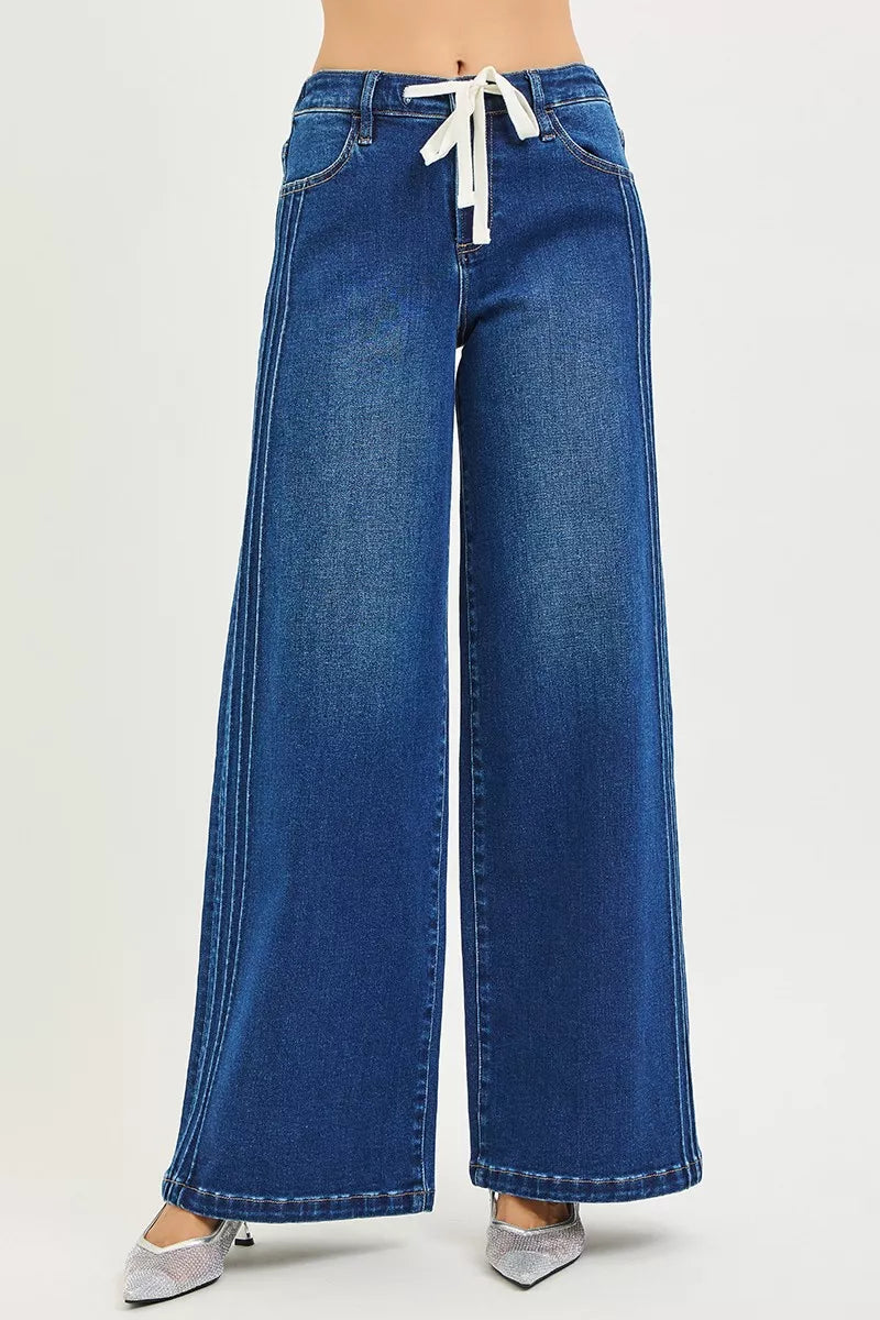 RISEN Full Size Mid Rise Wide Side Pintuck Jeans with Front Drawstring Plus Size-Jeans-Trendsi-[option4]-[option5]-[option6]-[option7]-[option8]-Shop-Boutique-Clothing-for-Women-Online