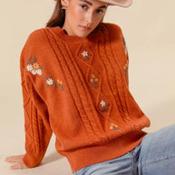 SO ME Embroidered Flower Cable Knitted Sweater-Sweaters-Trendsi-[option4]-[option5]-[option6]-[option7]-[option8]-Shop-Boutique-Clothing-for-Women-Online