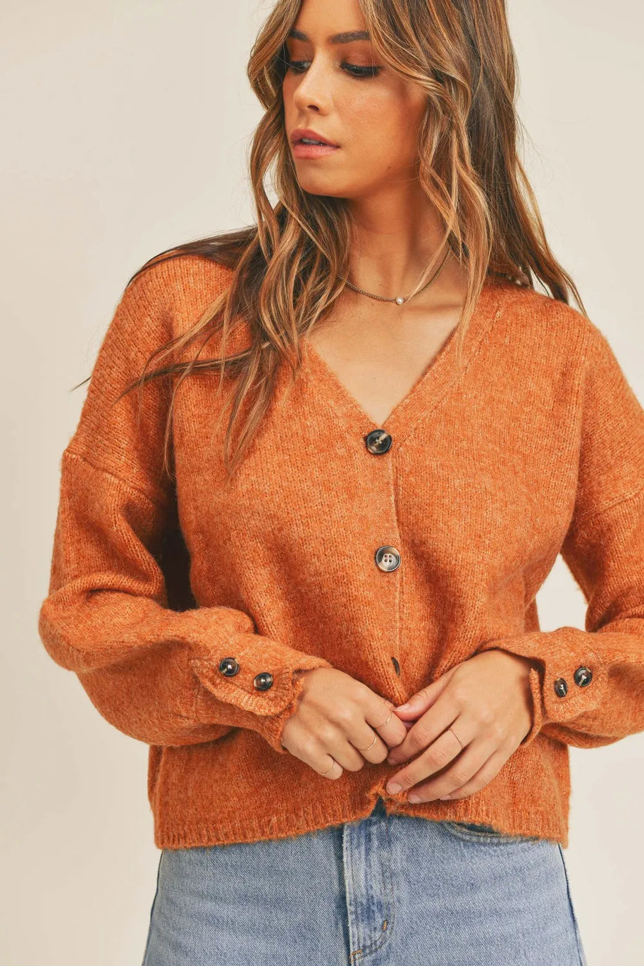 MABLE Long Sleeve Button Down Sweater Cardigan-Sweaters-Trendsi-Rust-S/M-[option4]-[option5]-[option6]-[option7]-[option8]-Shop-Boutique-Clothing-for-Women-Online