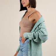 VERY J Mineral Washed Gauze Button Down Shirt-Womens Outerwear/Shacket-Trendsi-[option4]-[option5]-[option6]-[option7]-[option8]-Shop-Boutique-Clothing-for-Women-Online