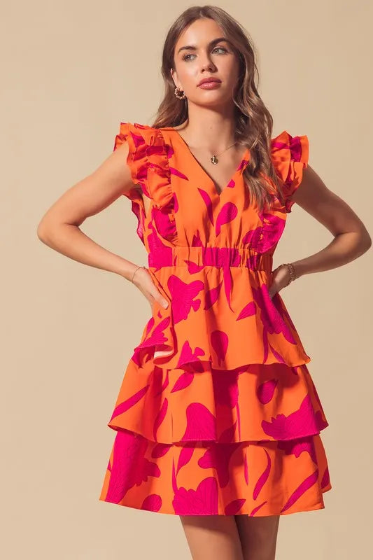 SO ME Floral V Neck Layered Dress with Elasticized Waist-Dresses-Trendsi-[option4]-[option5]-[option6]-[option7]-[option8]-Shop-Boutique-Clothing-for-Women-Online