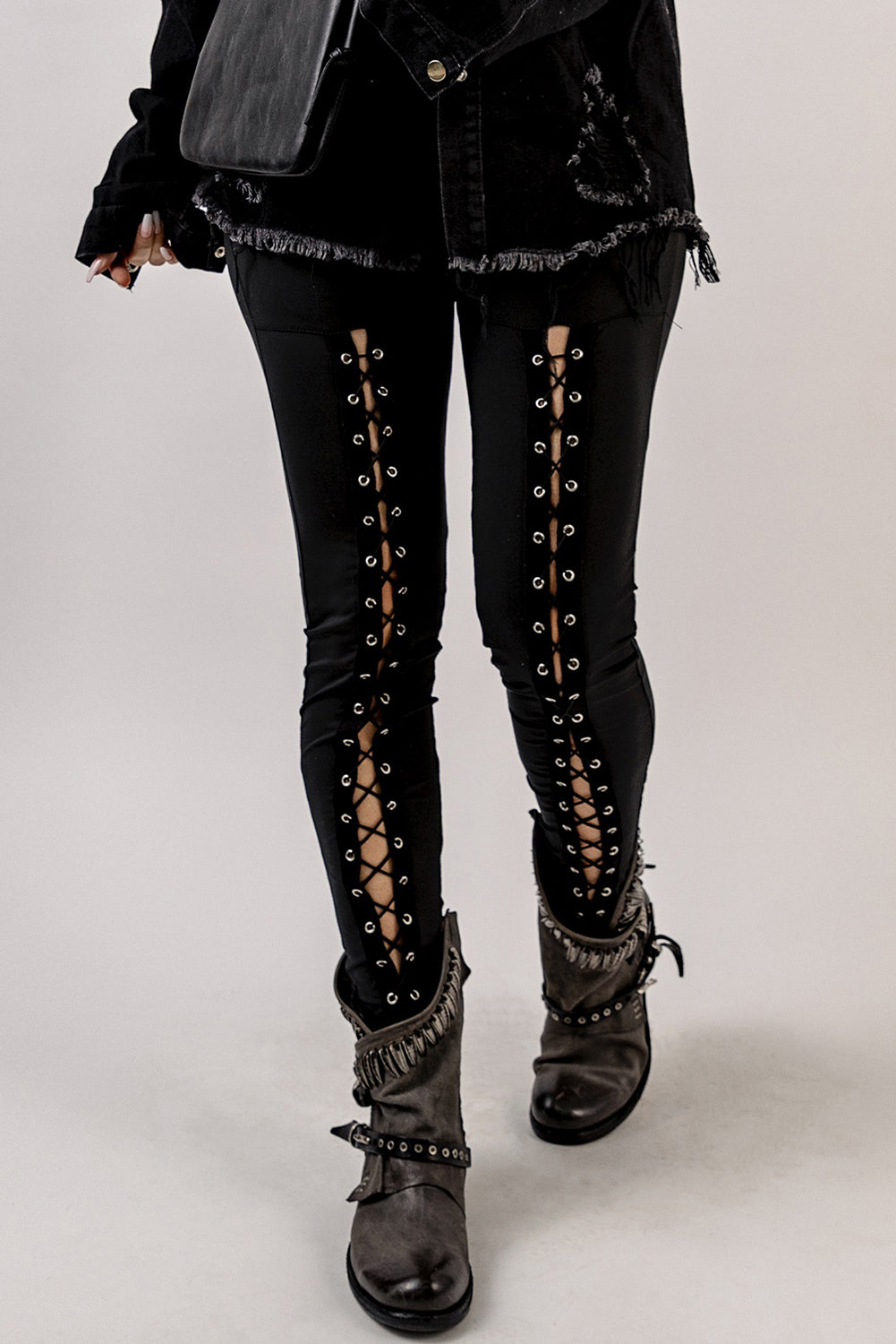 Grommet Lace Up Leggings-Pants-Trendsi-[option4]-[option5]-[option6]-[option7]-[option8]-Shop-Boutique-Clothing-for-Women-Online