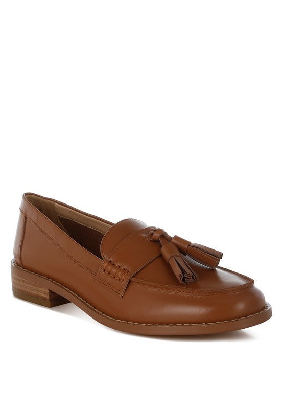 Yelena Real Leather Tassel Loafers-Rag Company-Tan-US-5 / UK-3 / EU-36-[option4]-[option5]-[option6]-[option7]-[option8]-Shop-Boutique-Clothing-for-Women-Online