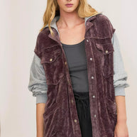 Umgee Contrast Hooded Chenille Jacket-Coats & Jackets-Trendsi-[option4]-[option5]-[option6]-[option7]-[option8]-Shop-Boutique-Clothing-for-Women-Online