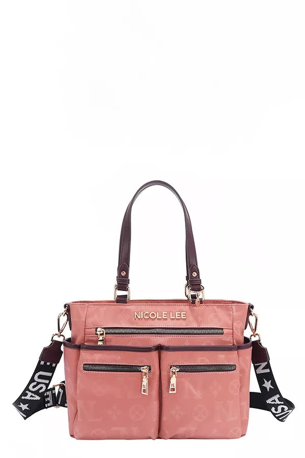 Nicole Lee USA Multi-Compartment Convertible Tote Bag-Bags-Trendsi-PINK-One Size-[option4]-[option5]-[option6]-[option7]-[option8]-Shop-Boutique-Clothing-for-Women-Online