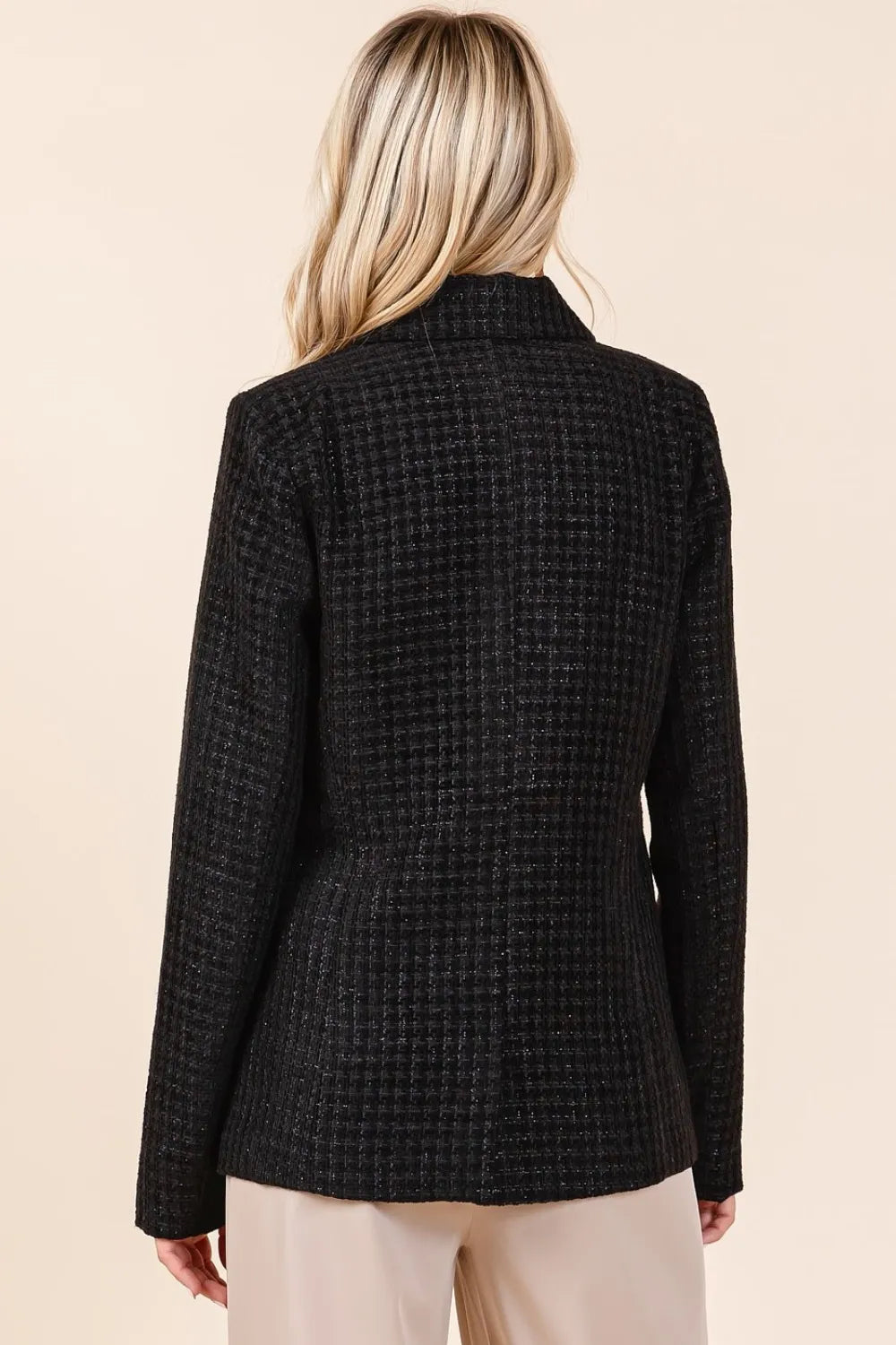 Mittoshop Plaid Texture Double-Breasted Long Sleeve Blazer-Blazers-Trendsi-[option4]-[option5]-[option6]-[option7]-[option8]-Shop-Boutique-Clothing-for-Women-Online