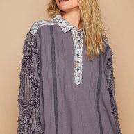 POL Floral Half Button Lace Detail Long Sleeve Top-Blouses-Trendsi-Dark Gray-S-[option4]-[option5]-[option6]-[option7]-[option8]-Shop-Boutique-Clothing-for-Women-Online