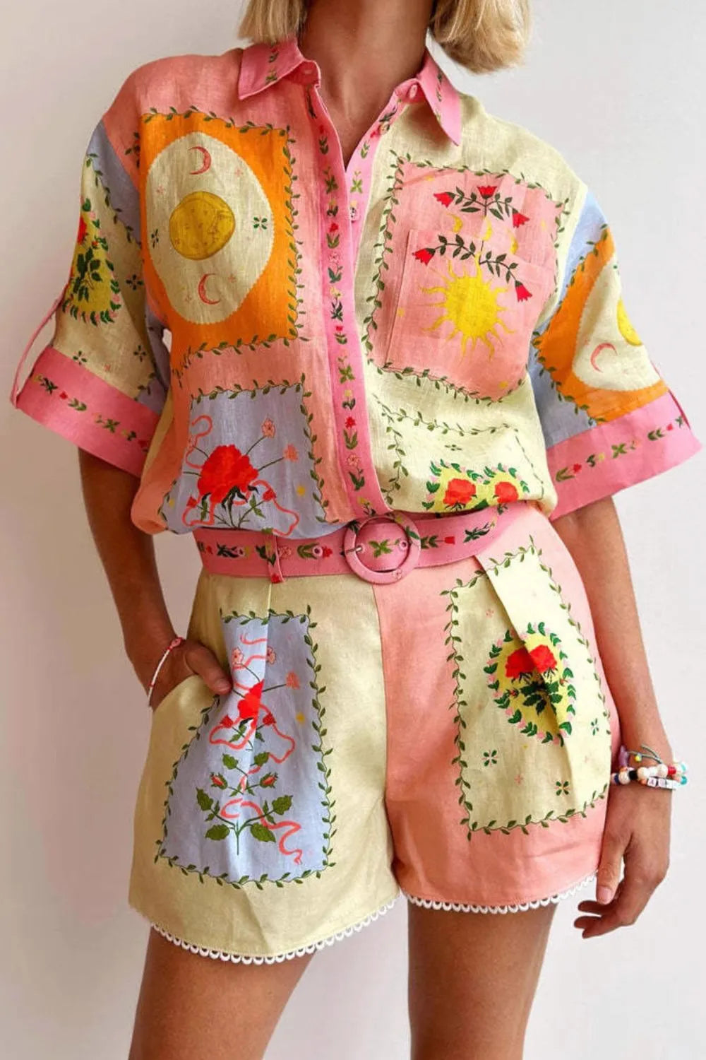 Printed Short Sleeve Shirt and Shorts Set-Sets-Trendsi-Floral-S-[option4]-[option5]-[option6]-[option7]-[option8]-Shop-Boutique-Clothing-for-Women-Online
