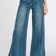 Mittoshop Medium Wash Seam Detail Wide Leg Denim Jeans-Jeans-Trendsi-Medium-S-[option4]-[option5]-[option6]-[option7]-[option8]-Shop-Boutique-Clothing-for-Women-Online